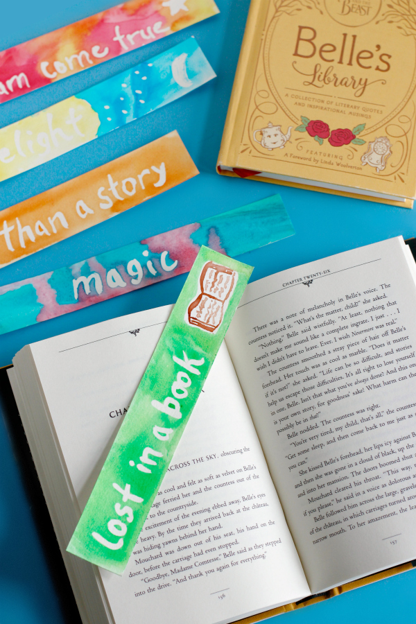 Making watercolor bookmarks inspired by the book