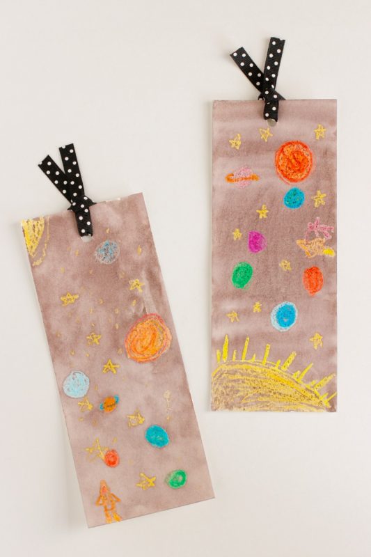 Watercolor Space Bookmark Craft for Kids