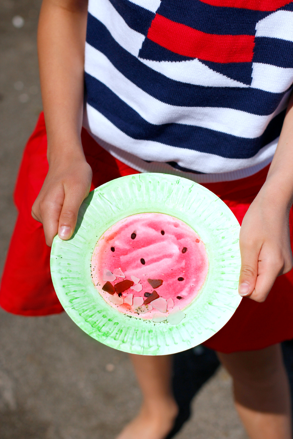 Watermelon Watercolor Paper Plate Kids Craft