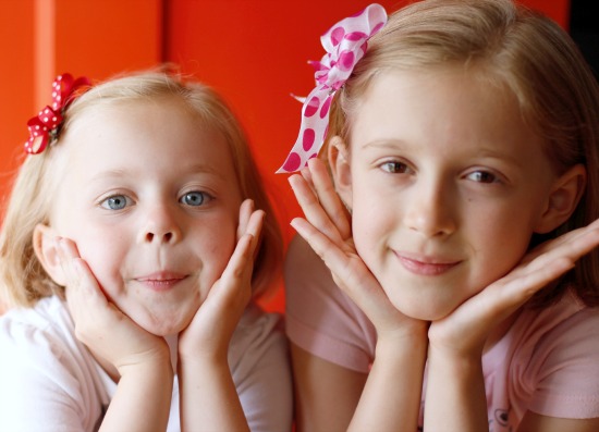 Wearing Polkadot Hair Bows