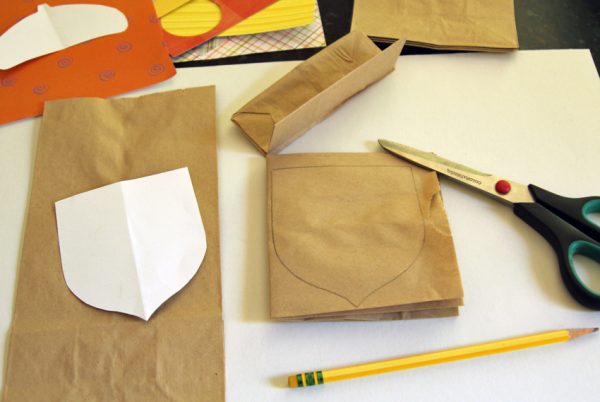 Make paper acorns with lunch bags