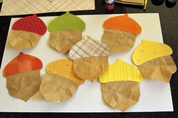Colorful paper acorn craft for kids