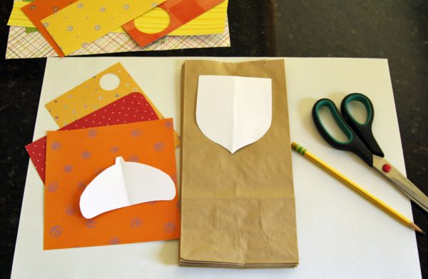 Paper acorn garland with lunch bags