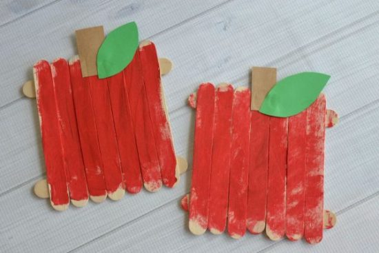 Popsicle Sticks Apple Craft