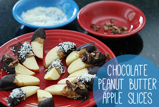 Chocolate peanut butter apple slices