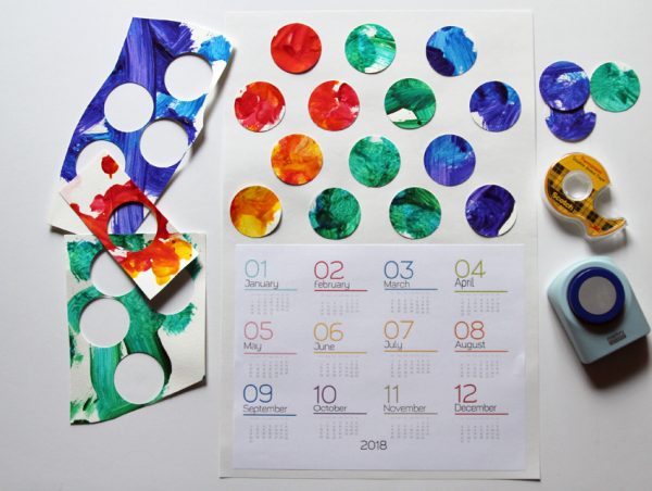 Colorful Modern Yearly Calendar (made with your kid's art!)