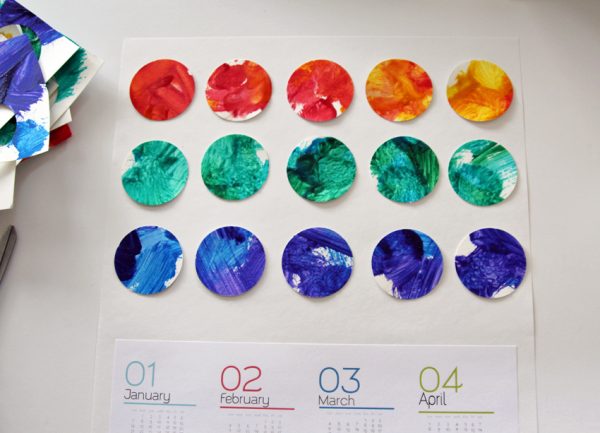 Yearly calendar made with child's artwork