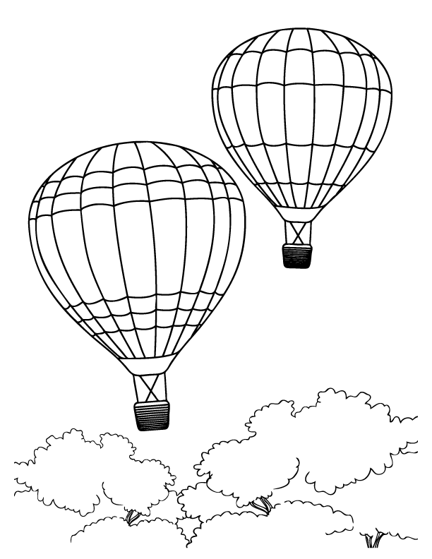 Hot Air Balloons Coloring Page
