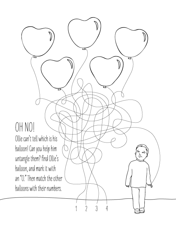 Heart Balloon Maze Coloring Page