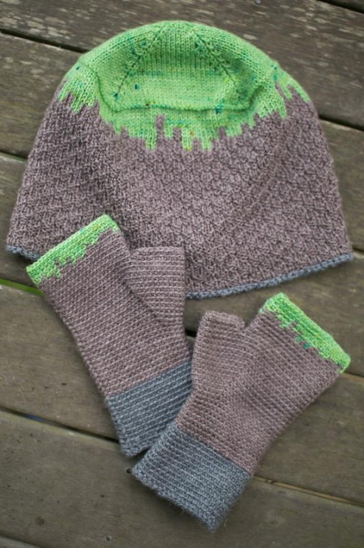 Dirt Block Beanie and Mittens