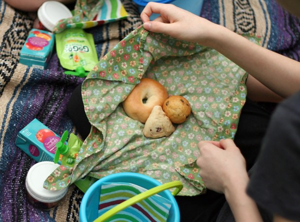 Eating a breakfast picnic at the park