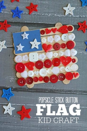 Popsicle Stick Button Flag Craft