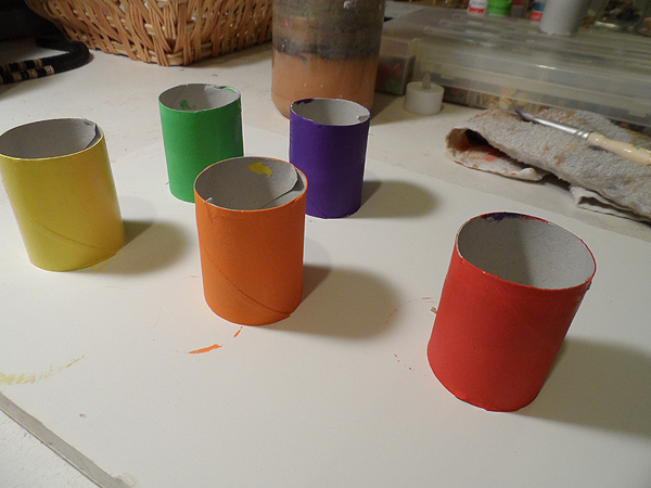 Painting Cardboard Tube Ghouls for Halloween