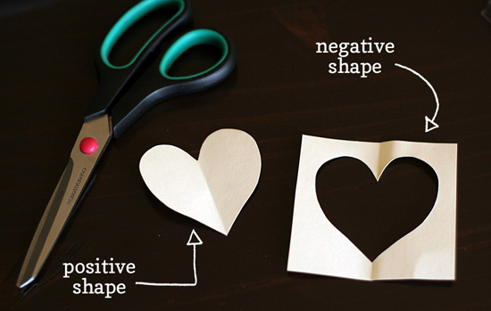 Postive/negative heart shape stencils