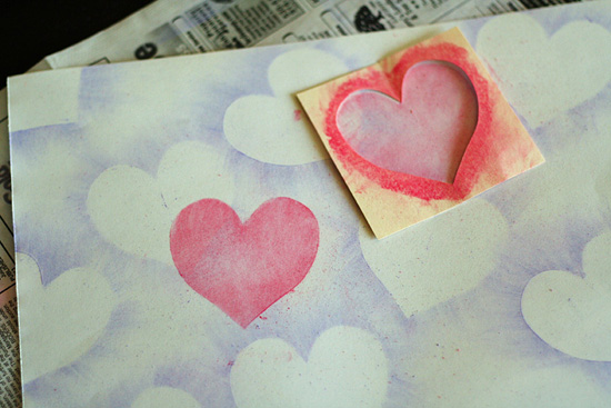 Chalk pastel hearts art project