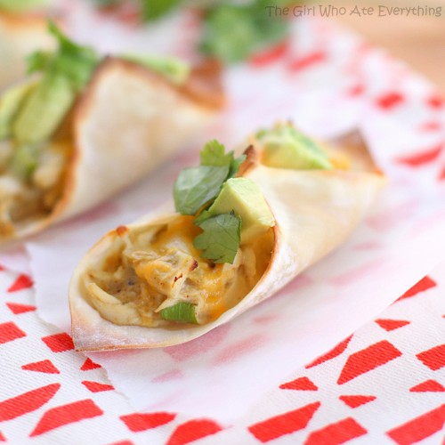 Chicken Verde Wonton Tacos