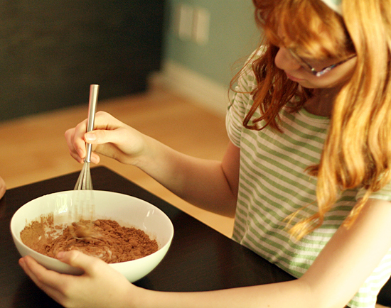 Mixing chocolate yogurt dip