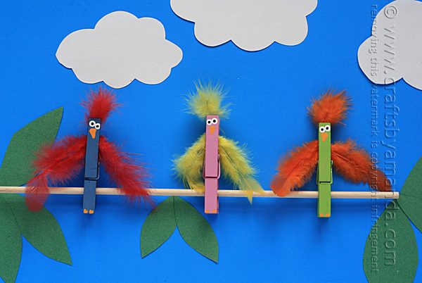 Birds on a Branch Clothespin Craft