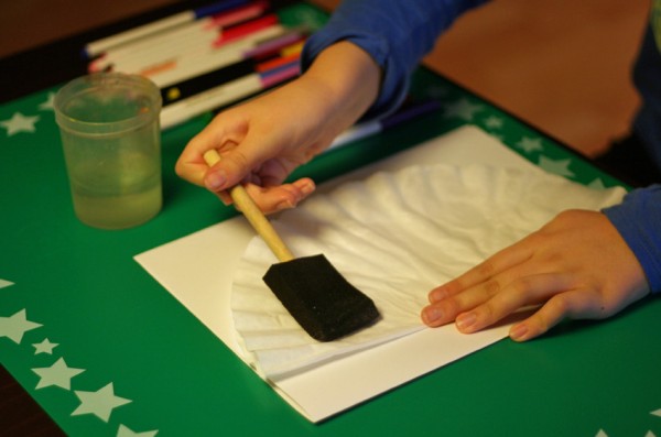 Prepping a coffee filter for drawing