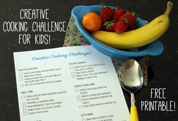 Creative Cooking Challenge for kids with free printable