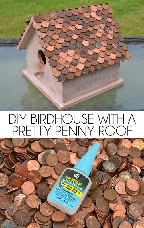 DIY Birdhouse with a Pretty Penny Roof