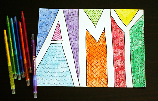 Make Colorful Doodle Names with Kids