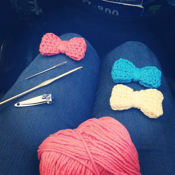 Crocheting lots of hair bows