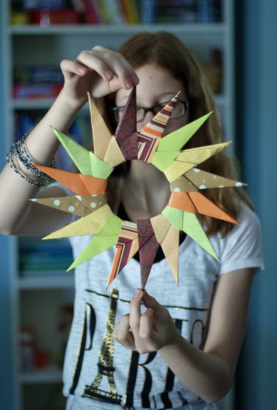 Origami Starburst Wreath for Fall