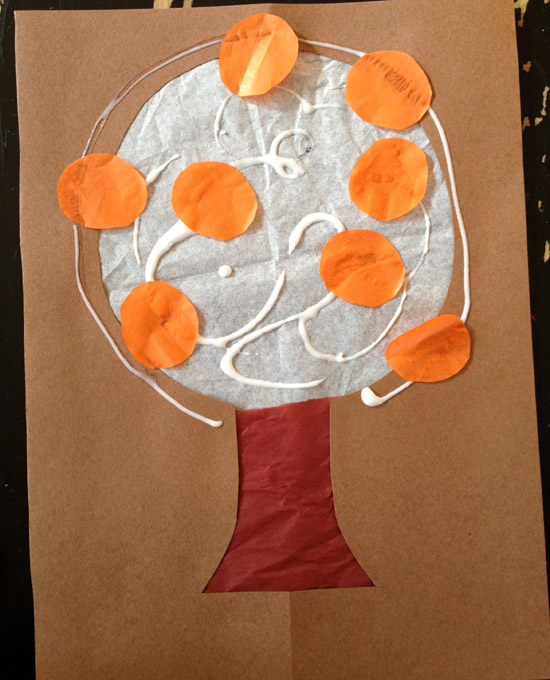 Fall Tissue Paper Tree Craft