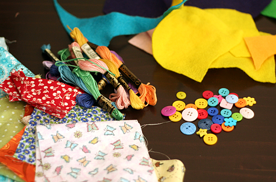 Supplies for felt and fabric flowers