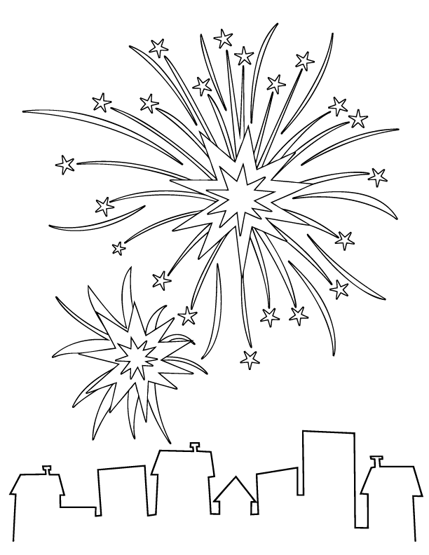 Fireworks Coloring Page