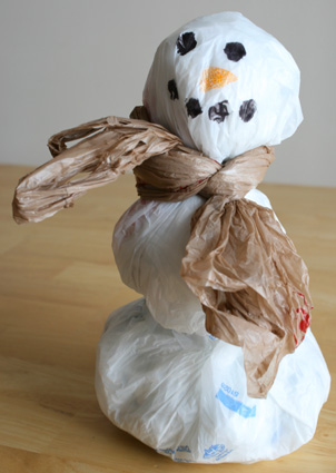 snowman grocery bag recycled bags craft crafts brown recycling supplies 3d scarf makeandtakes cold