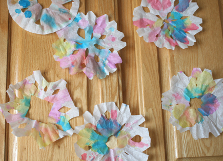 Coloring Coffee Filter Snowflakes