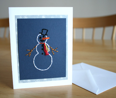 Snowman Stitched Greeting Card