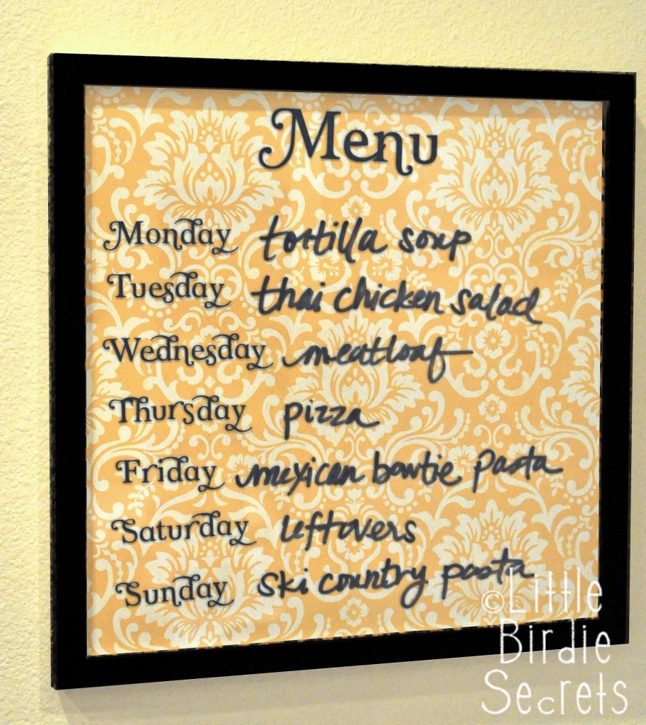 Wipe Off Weekly Menu Board