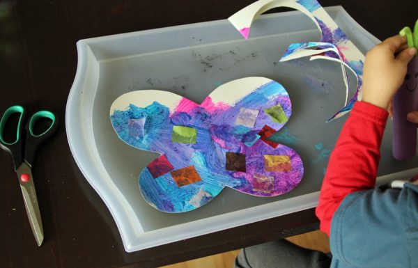 Glitter painted butterfly craft