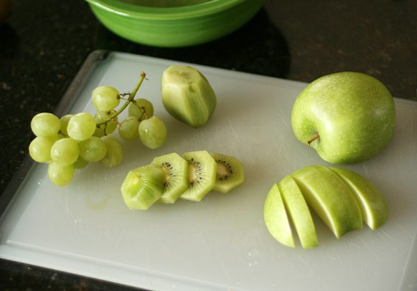 Prepping for green fruit salad