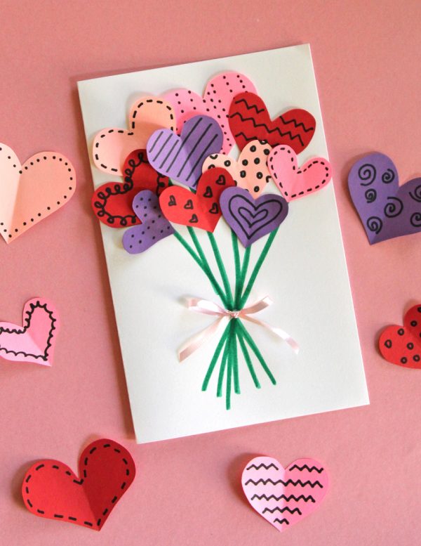 Adorable bouquet of hearts card for Valentine's Day