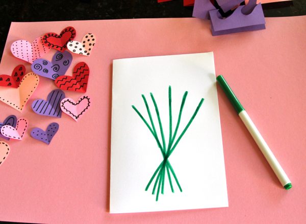 Heart bouquet craft project for kids