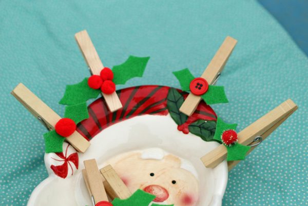 Holly clothespins for gift toppers