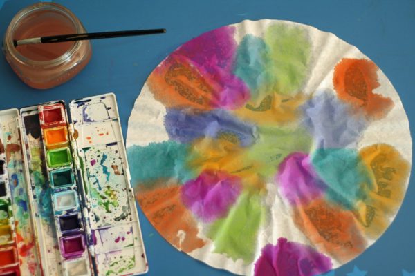 Watercolors and coffee filter painting
