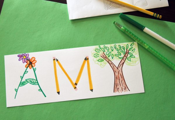 Drawing illustrated names with kids