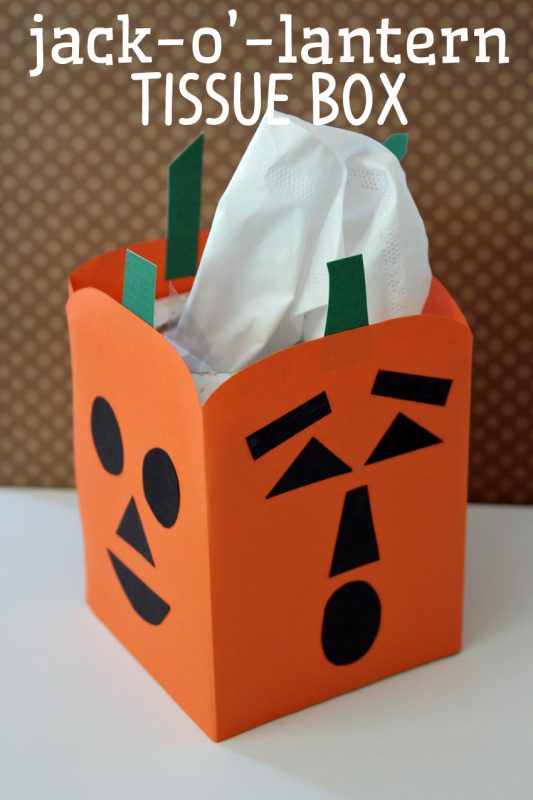 Jack-o'-lantern tissue box craft