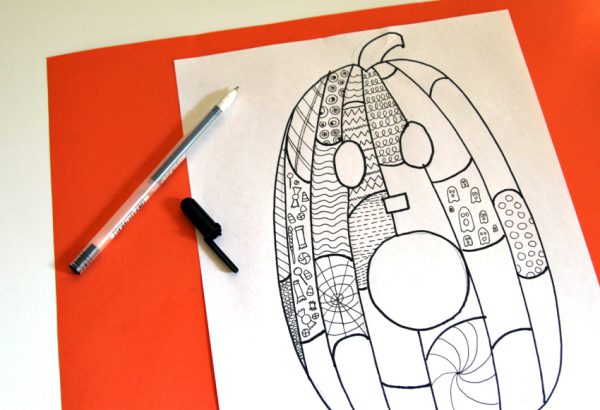 Jack-o'-lantern Zentangle doodles