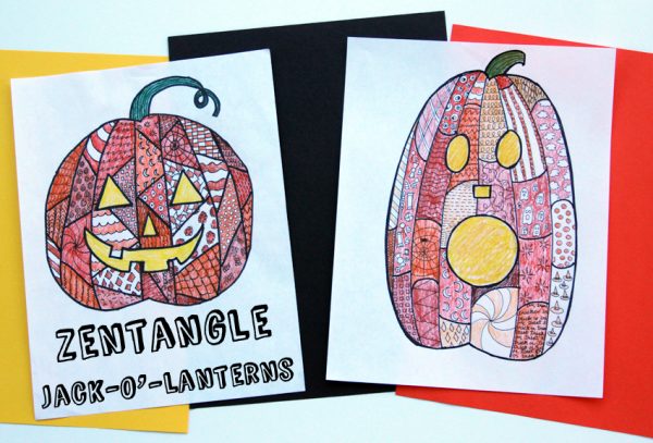 Halloween Zentangle Jack-o'Lantern project for kids and teens