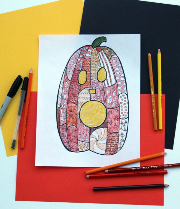 Jack-o'-lantern drawing project for kids