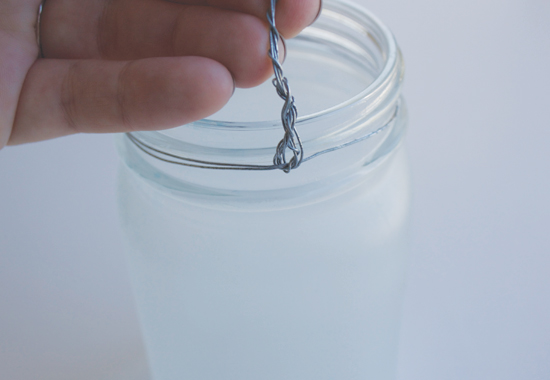 Attaching wire to mason jar