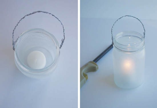 Lighting a Mason Jar Lantern