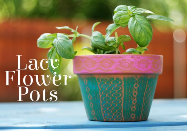 Lacy Airbrushed Flower Pots