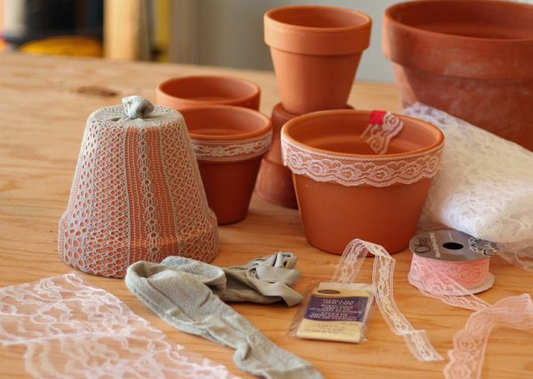 Supplies for lacy flower pots